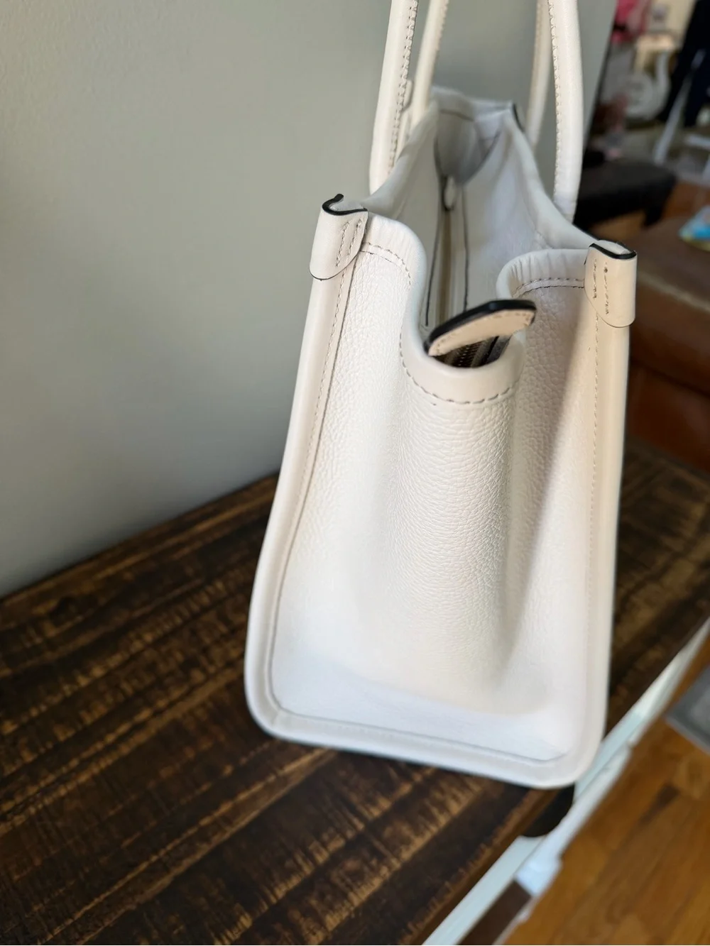 kate spade White Pebble Leather Logo Tote